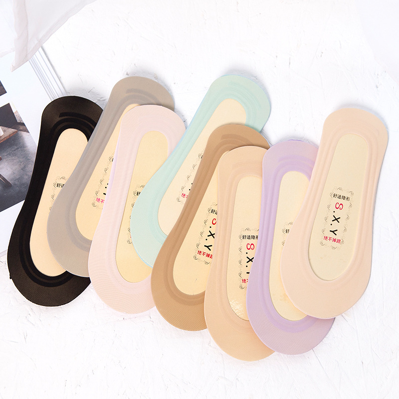 Super Low Cut New Invisible Socks Ice Silk Double Ring Silicone Non-Slip Socks Wholesale WeChat