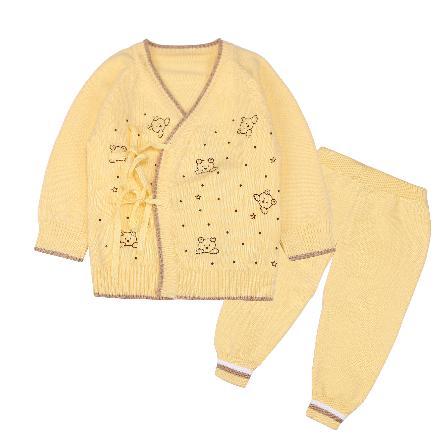 春秋冬和服系带棉新生儿和尚服婴儿针织衫童毛衣宝宝套装开衫线衣