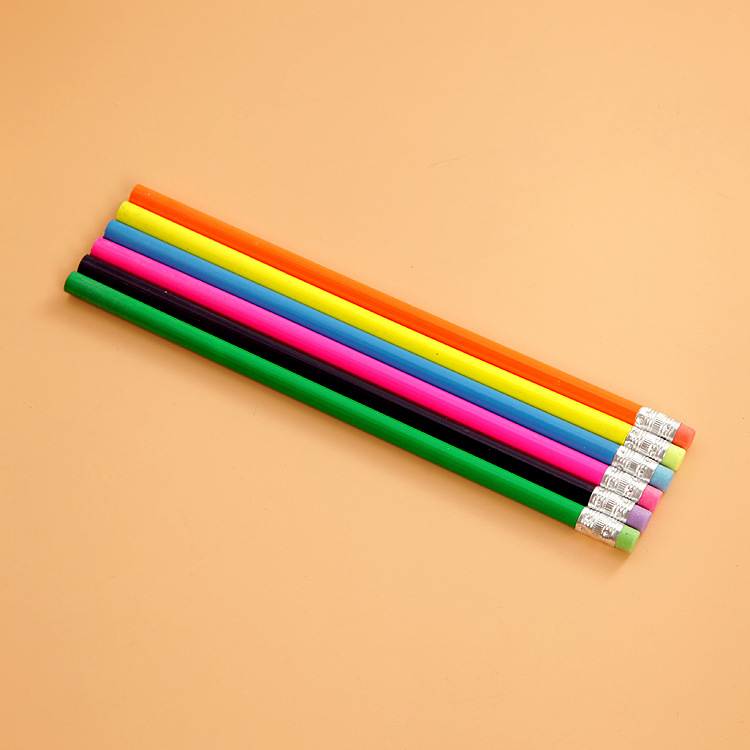 Six Angle Rod HB Pencil 7-Inch Eraser Pencil Bulk Factory Paint Rod HB Pencil Color Number Production