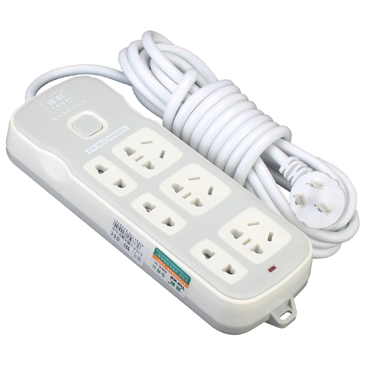 六插位21孔新款新国标排插 带线插座 全铜大功率多位插排5米