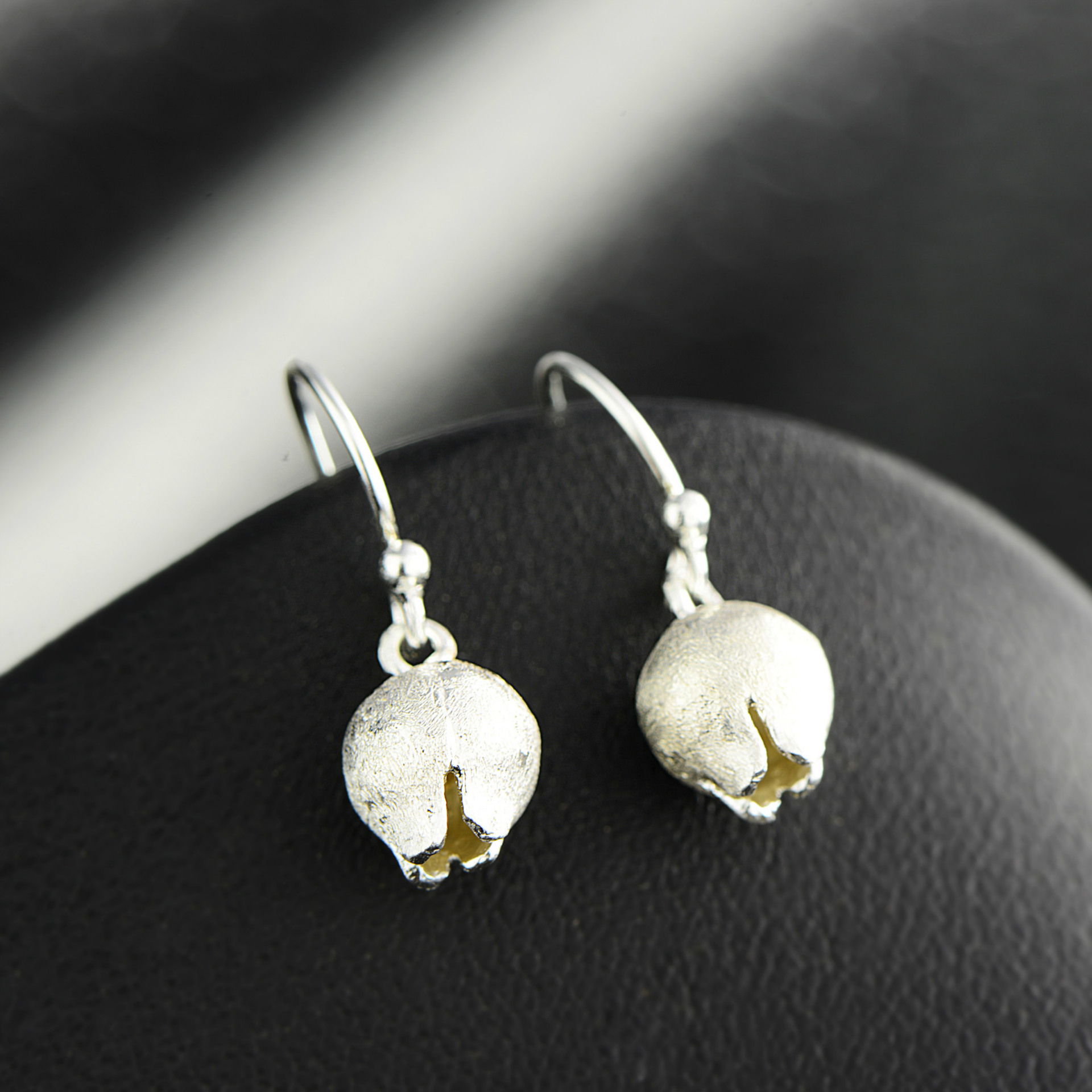 2018新品925银耳坠磨砂工艺唯美小巧花苞女款耳饰自然素银耳环