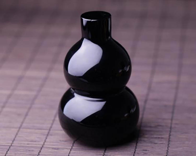 开光天然黑曜石葫芦摆件 福禄寿黑曜石葫芦手把件饰品 吉祥物