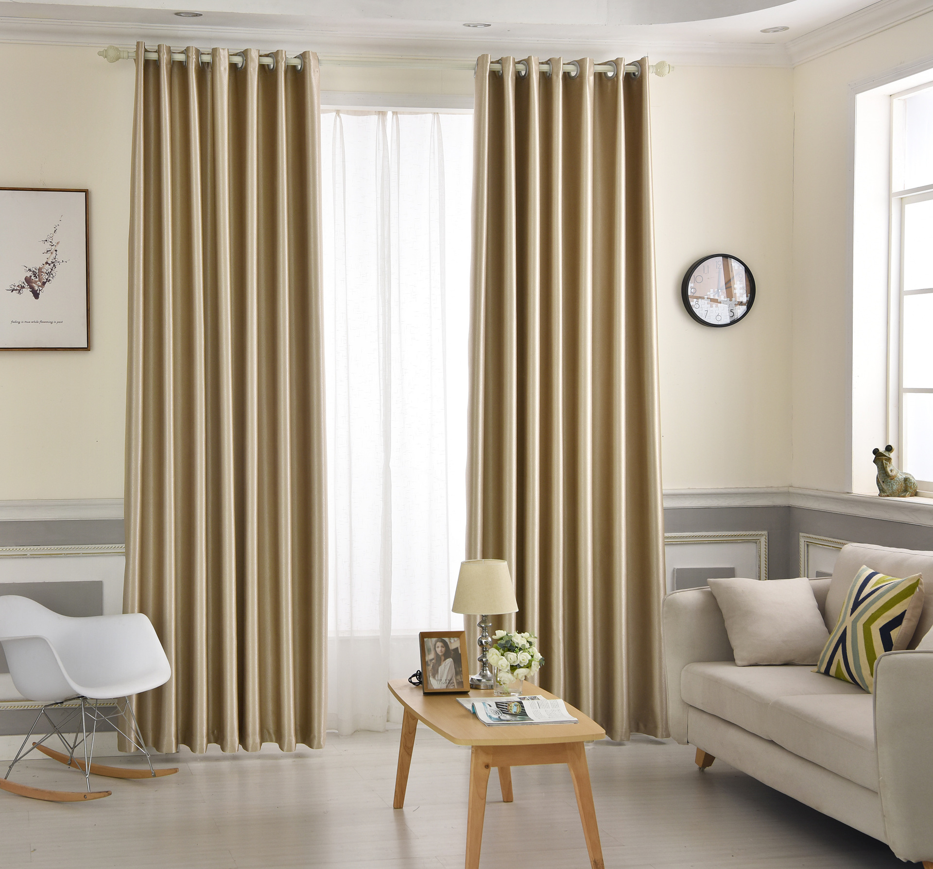 厂家直销纯色加厚绒隔热隔音窗帘布涤阳电雕全遮光酒店工程窗帘布-阿