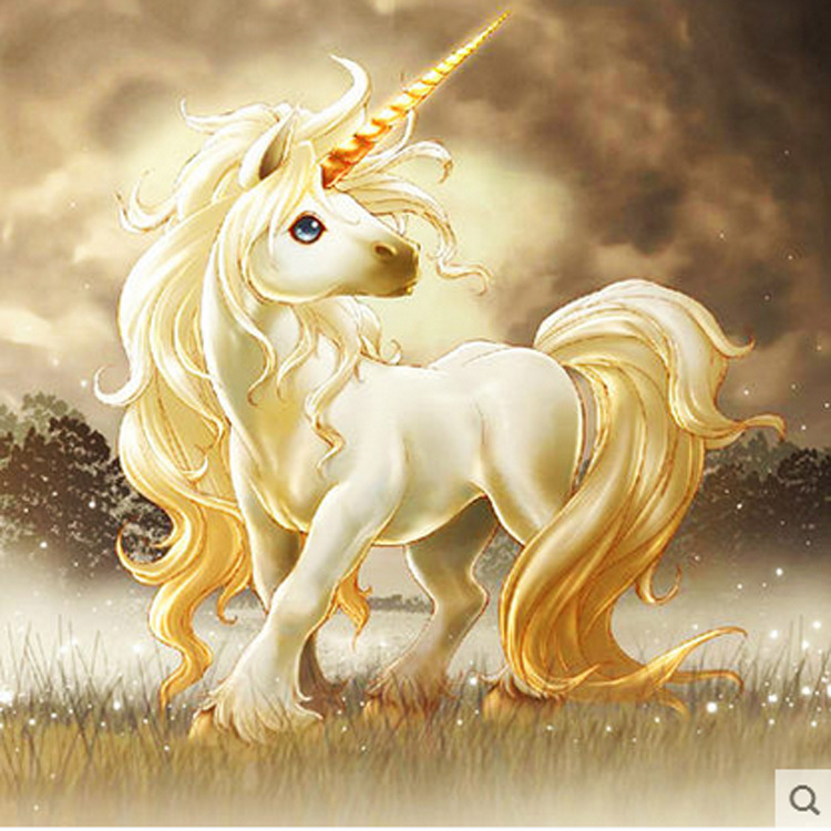 一件代发钻石画新款十字绣客厅钻石绣独角兽八骏图满钻马到成功