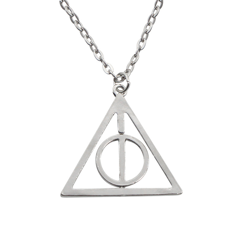 欧美电影哈利波特卢娜死亡圣器项链复古合金镂空三角形可旋转圆环