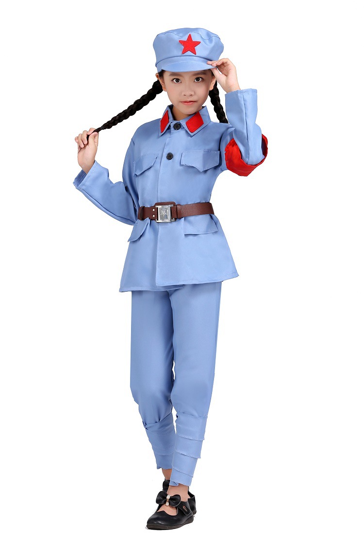 成人儿童八路军演出服红军抗战服装男女红卫兵军装新四军表演服饰