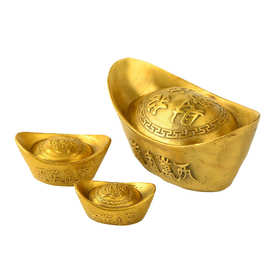 纯铜元宝金元宝摆件仿真仿古空心 黄金元宝万两金锭家居礼品