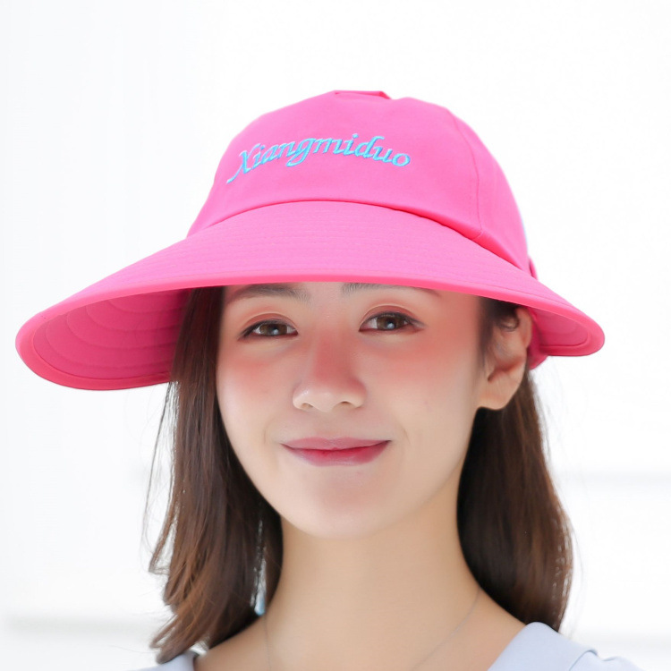 夏季新款女士刺绣可折叠遮阳帽户外旅游爬山防紫外线时尚防晒女帽