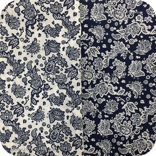 全棉平纹印花 复古腰果花纹 男女装衬衫印花布 旗袍腰果印花面料