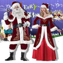 加大码欧美圣诞节服装成人男女圣诞老人圣诞长裙圣诞节情侣演出服