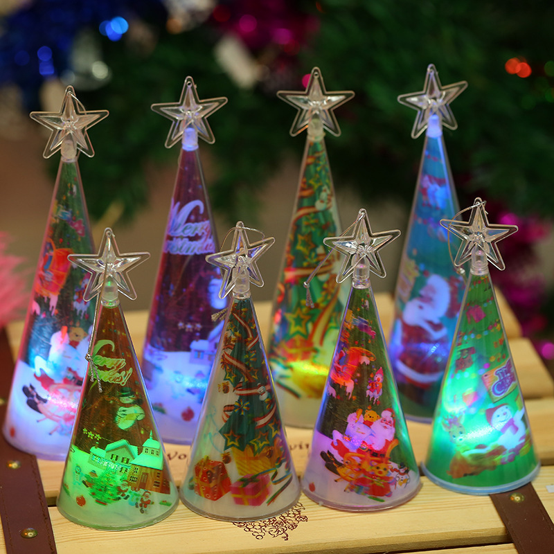 LED Luminous 3D Mini Christmas Tree Decorations Christmas Creative Decoration Holiday Gift Foreign Trade Factory Wholesale
