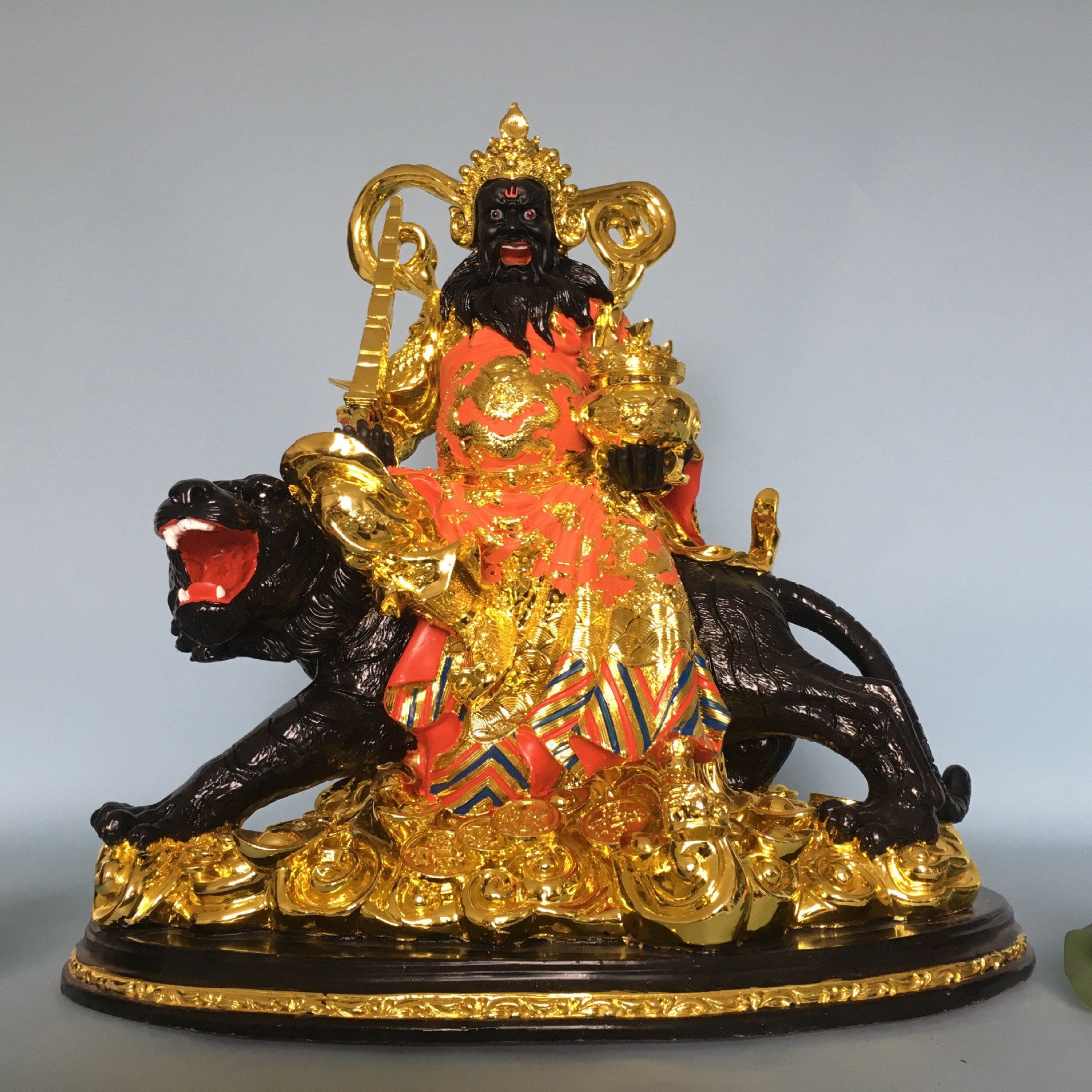 树脂佛像寺庙祠堂工艺品摆件 彩绘48cm武财神赵公明神像