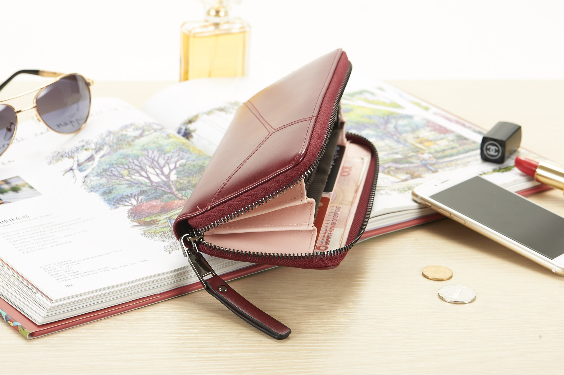 2017新款韩版pu长款复古女钱包纯色拉链零钱包大钞钱皮夹子手拿包