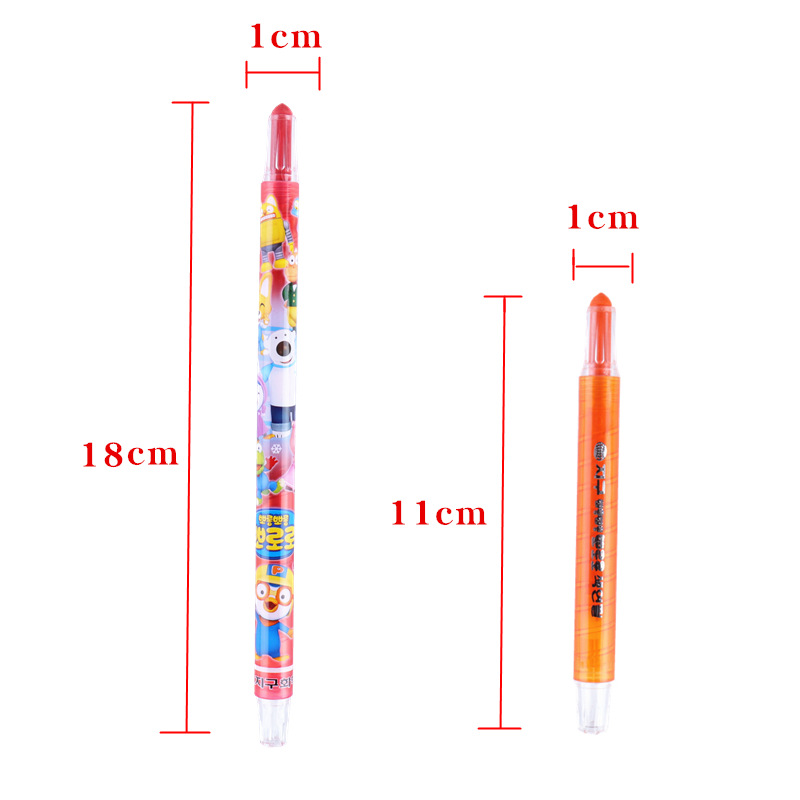 South Korea Pororo Pororo Crayon Long Brush Holder Short Rod 24 Colors 12 Colors Water-Soluble Brush Rotatable Paintbrush