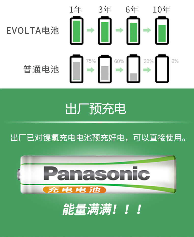松下evolta五5号4节充电电池2000毫安镍氢可充玩具话筒麦克风