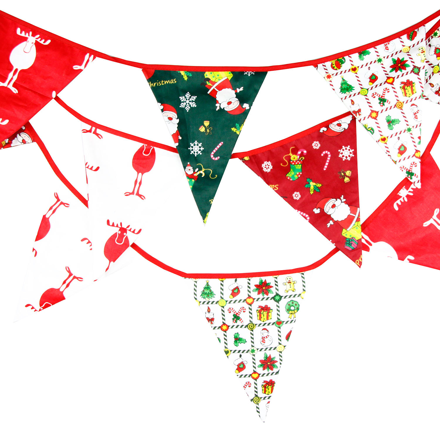 大尺寸圣诞节三角旗圣诞老人麋鹿姜饼圣诞树装饰用品彩旗