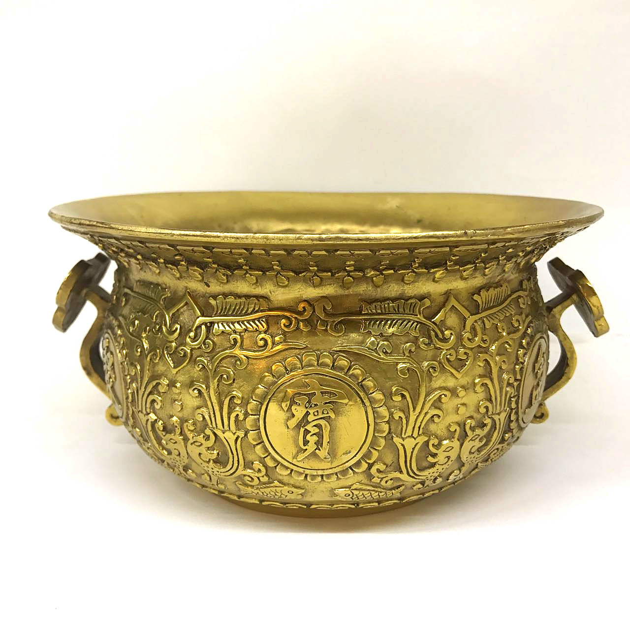 铜聚宝盆香炉龙纹聚宝盆香炉家居办公室摆件