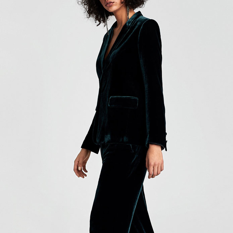 天鹅绒西装_长袖款简洁修身款墨绿色天鹅绒西装 - 阿里巴巴