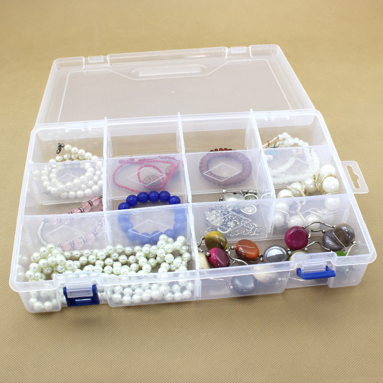 Pp Plastic Large 10 Grid Double Buckle Transparent Toy Tool Storage Box Car Accessories Packaging and Organizing Box