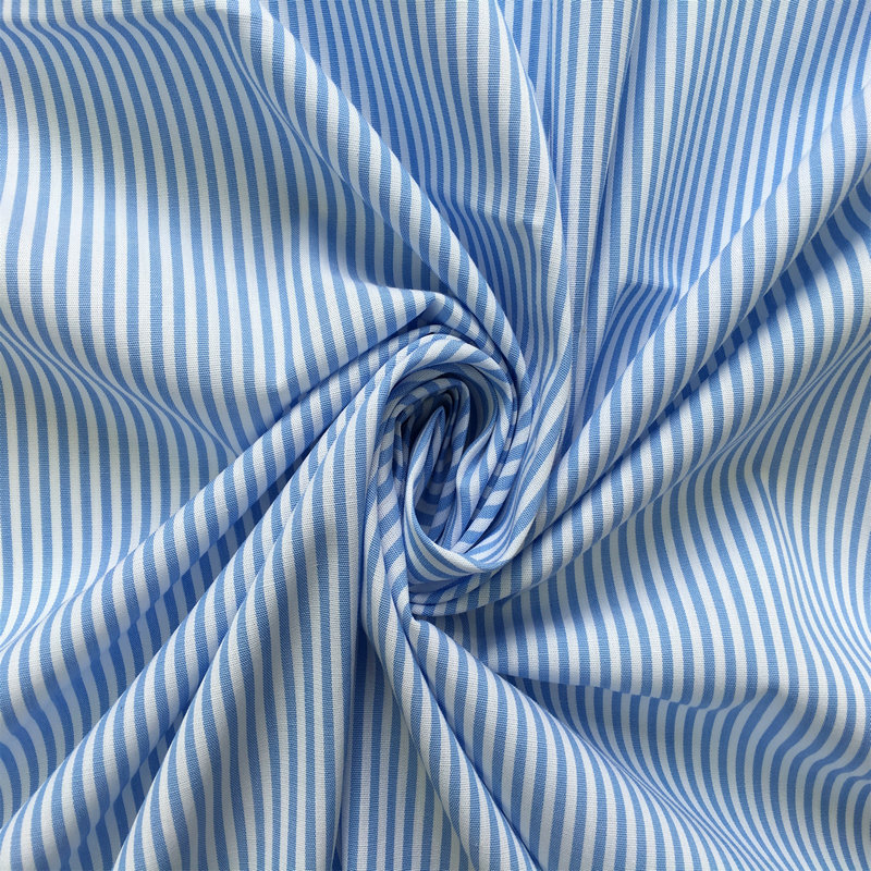 全棉色织条纹面料 黑白色织条纹布梭织色织面料 高档条纹衬衫面料