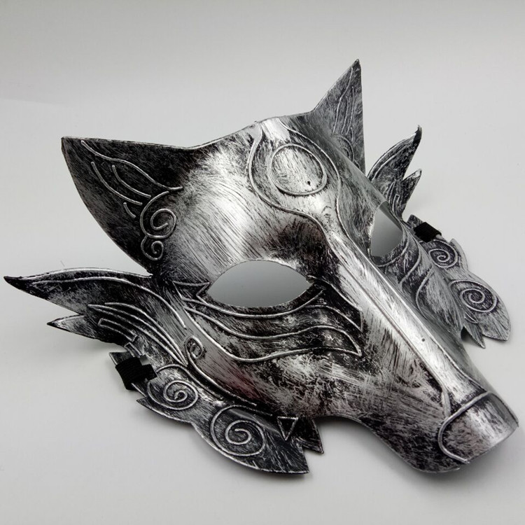 万圣节化妆舞会面具动物狼面具高档仿古面具铁血狼头面具金银色