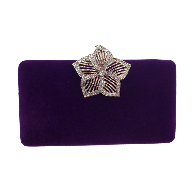 速卖通外贸五叶花镶钻宴会包丝绒晚宴包旗袍女士包新娘手拿包