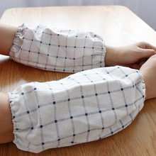 北欧棉麻成人日式风格袖套格子三角布艺清洁办公家务厨房防污套袖