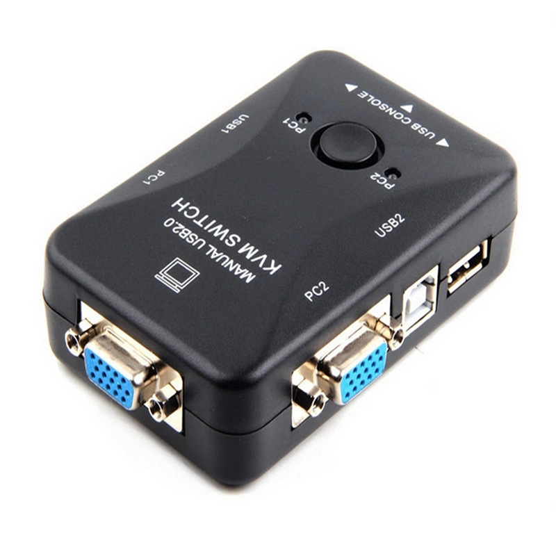 usb kvm切换器2口手动热插拔vga切换器2进1出2台电脑共享器