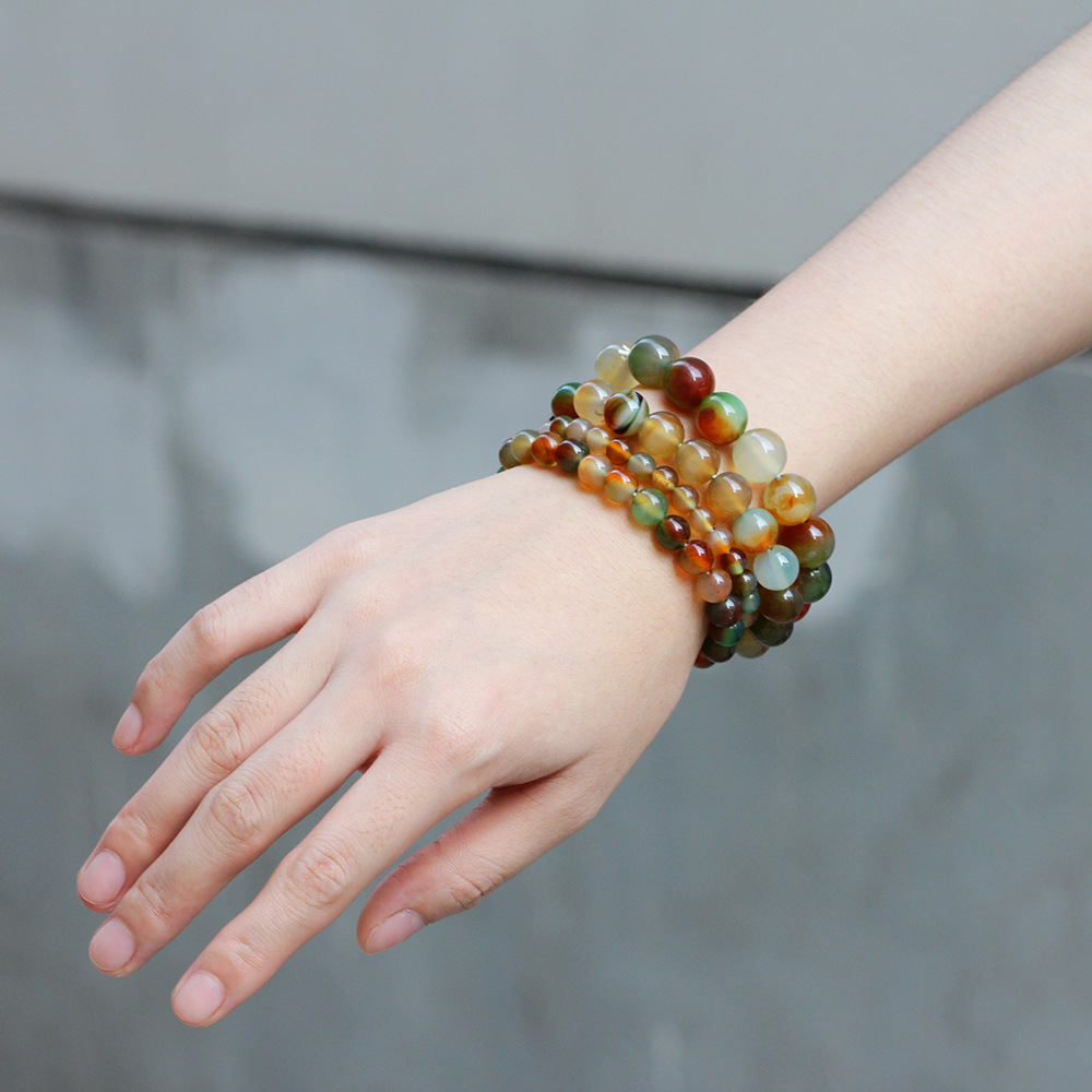 【琦诺珠宝】孔雀玛瑙手串 时尚男女款玉髓玛瑙手链批发