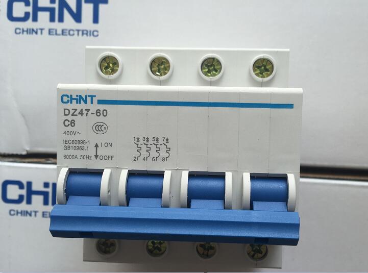 三相四线 断路器 dz47-60 4p c6 正泰 小型 空气开关 实体代理