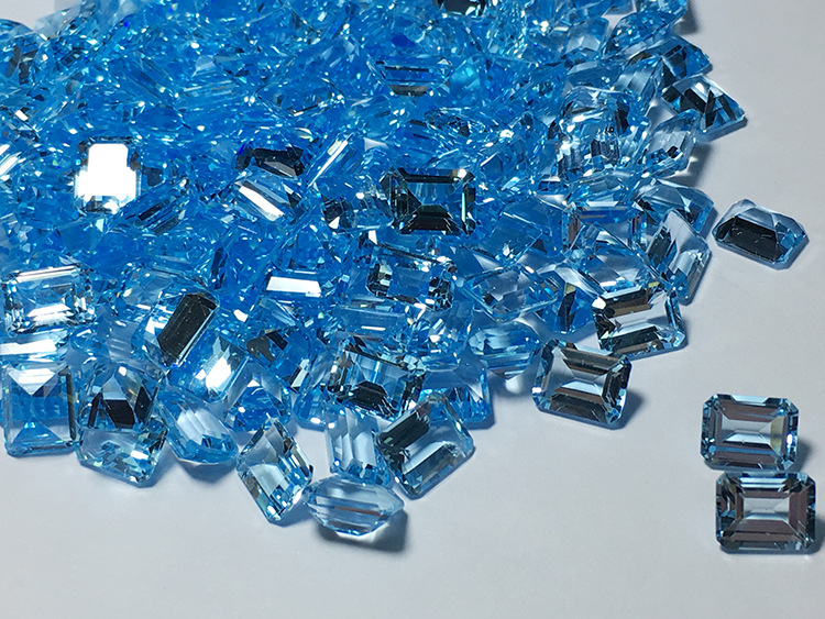 天然蓝晶 天空蓝托帕石 蓝晶小八角 长方形 戒面裸石 配石成品a货