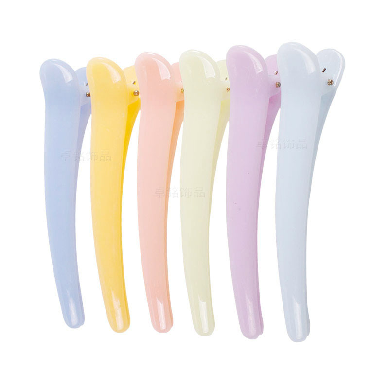 Zhuoming Japanese and Korean Style Solid Jelly Color Plastic Duckbill Clip Candy Color Tweezers Color Crocodile Hair Beauty Clip