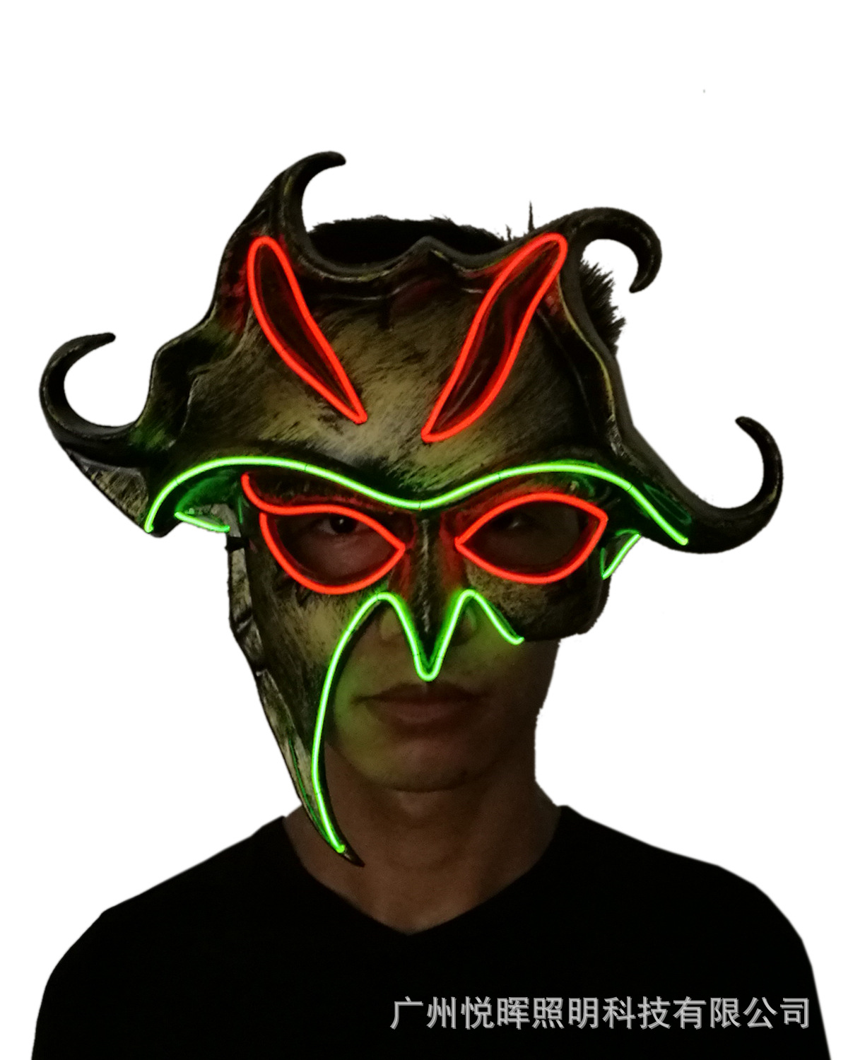 el冷光线化妆派对发光面具 舞会万圣节led太阳神闪光面具一件代发