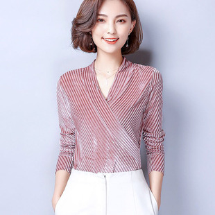 打底衫女长袖2017秋季百搭t恤韩版修身大码v领丝绒小衫