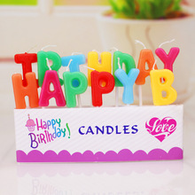 厂家直供儿童生日蜡烛 PVC盒装纯色happy birthday字母蜡烛批发