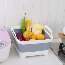 创意塑料洗菜篮子水果收纳筐 厨房沥水篮 多功能可折叠水槽置物筐