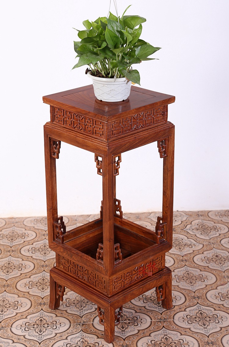 仿古架子搁物架 红木花几花架晾花盆架 花梨木刺猬紫檀灯笼花几架