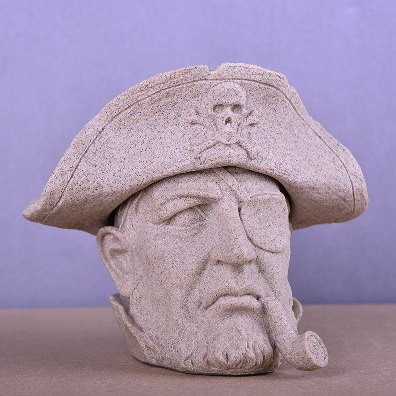 创意欧式海盗头像烟灰缸砂岩树脂工艺品摆件家居书房桌面摆饰定制