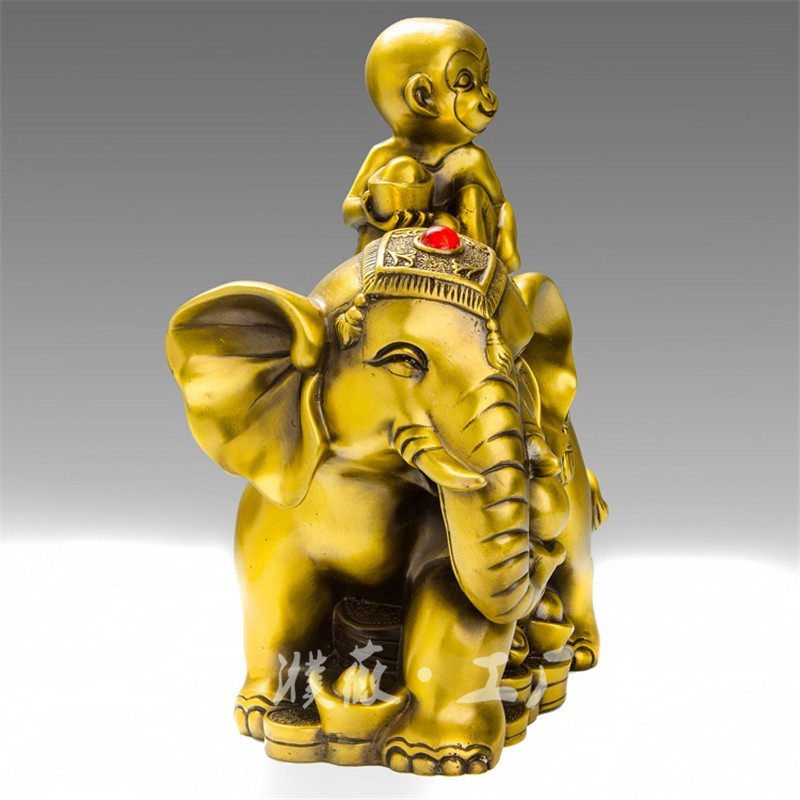 黄铜大象摆件黄铜猴摆件黄铜猴骑大象黄铜器摆件