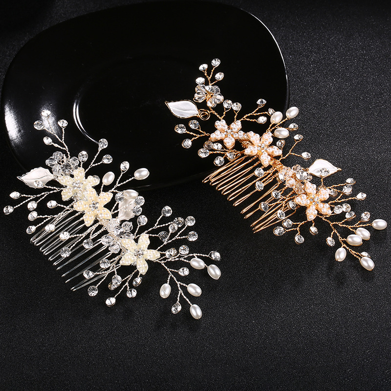 Bride Ornament Hot Sale in Europe and America Wedding Hair Comb Wedding Dress Photo Accessories Pearl Hair Comb Wedding Updo Hair Accessories