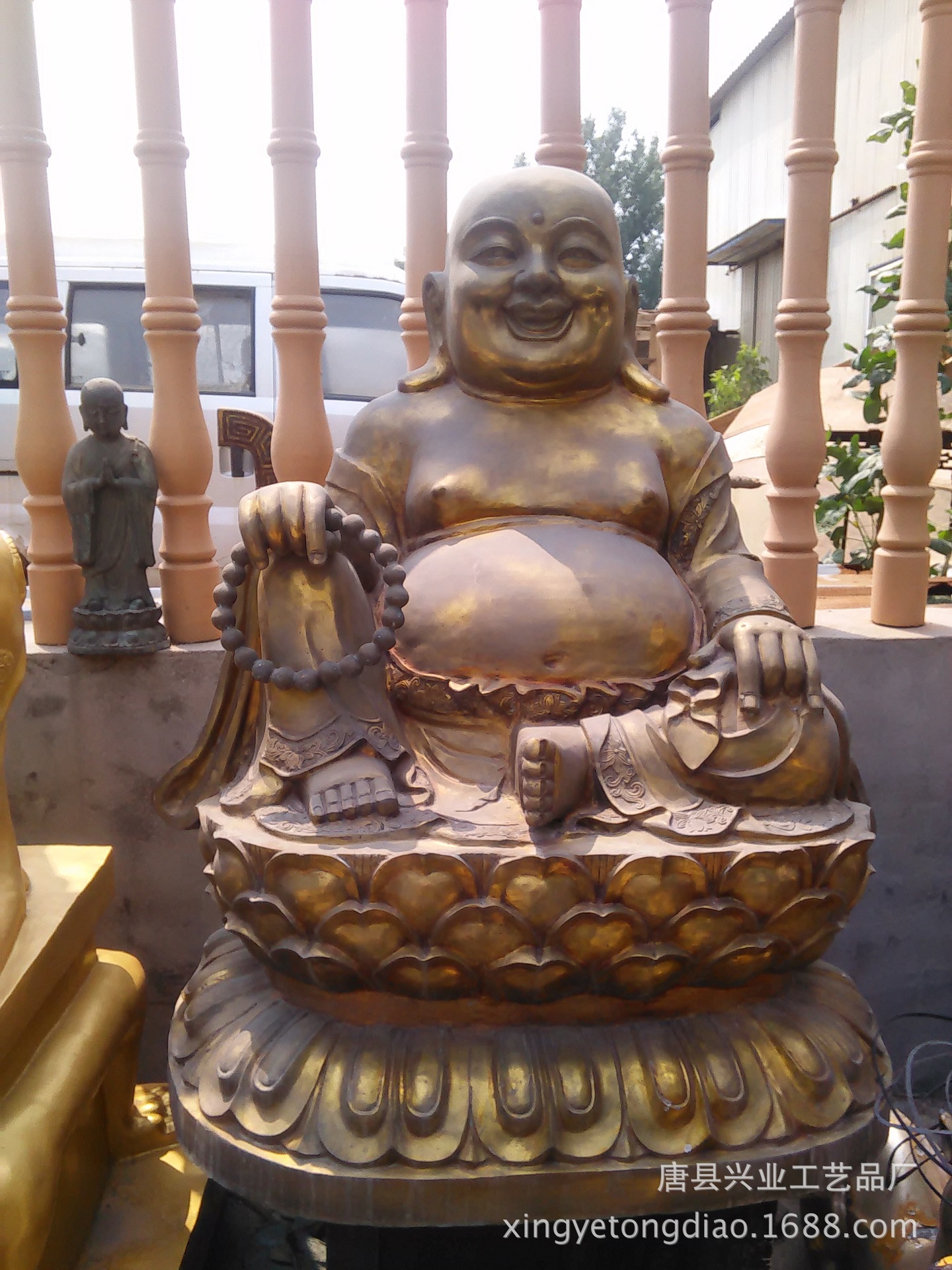 供应铸造黄铜紫铜弥勒佛铜米勒佛像贴金彩绘米勒佛雕塑落地摆件