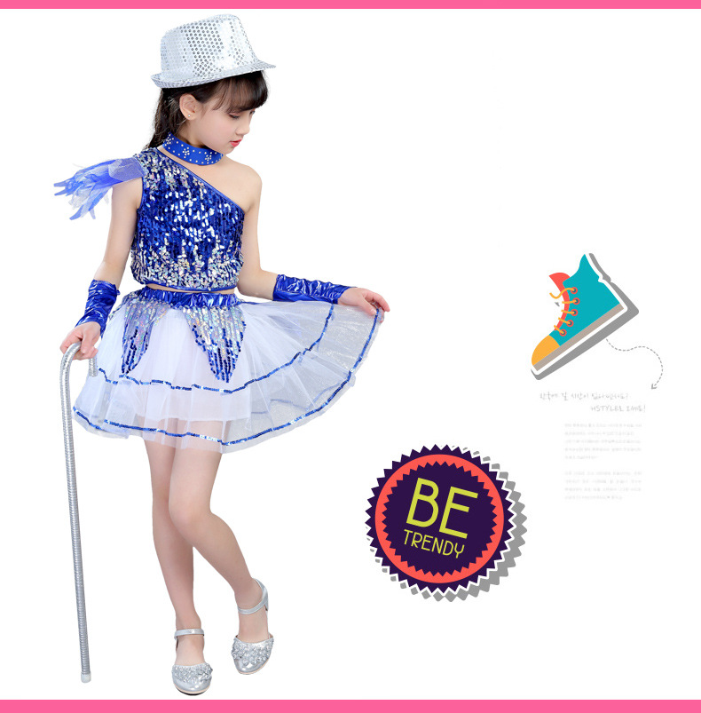 Детский костюм Детский спектакль этап одежда девушки и мальчики детские блесток хип-хоп костюмы джаз школьник майки оптом