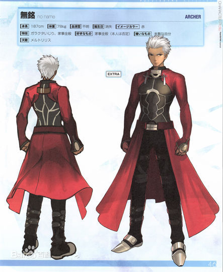 fate go extra 卫宫士郎 archer 红a cosplay假发 银灰美人尖大背
