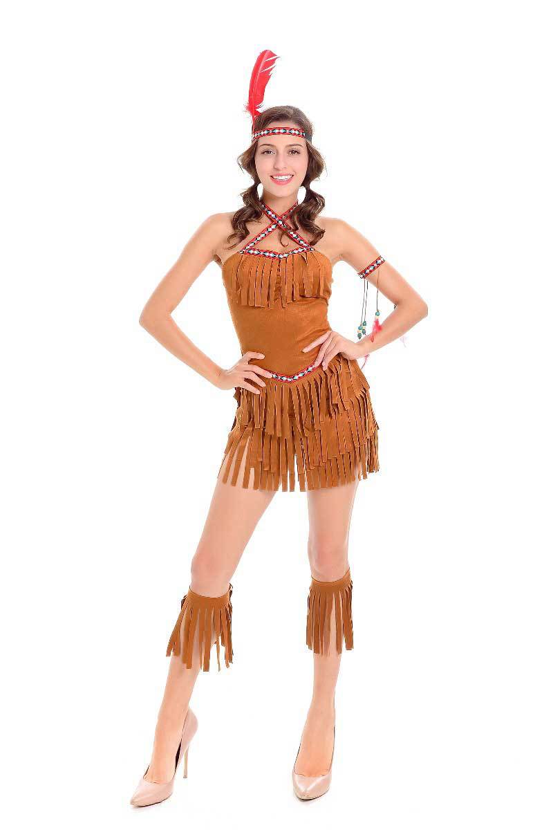 万圣节服装cosplay演出服成人女土著人非洲原始印第安野人酋长服