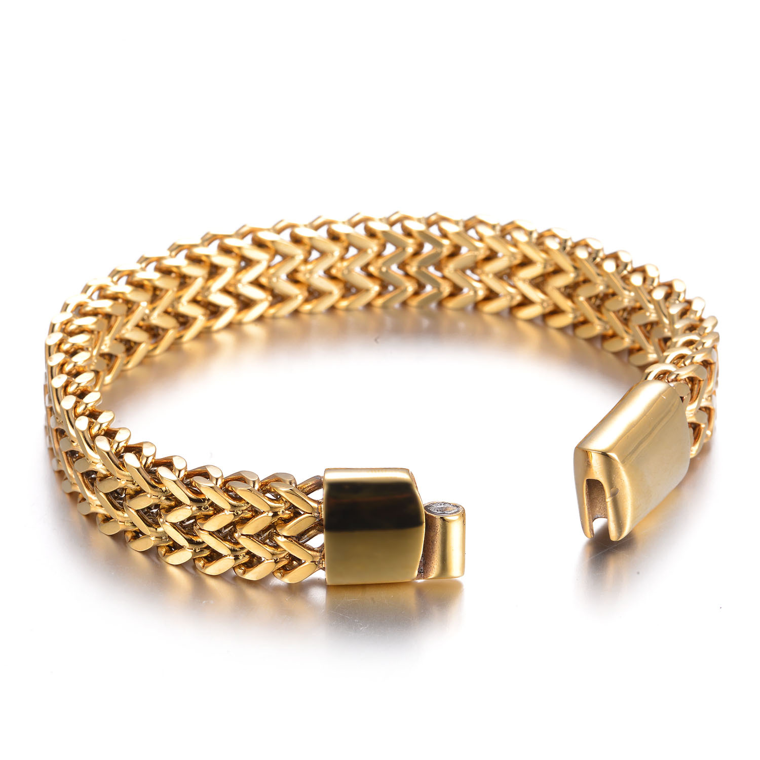 电镀纯金不锈钢手链男士 钛钢手链男 欧美时尚男士不锈钢钛钢手链