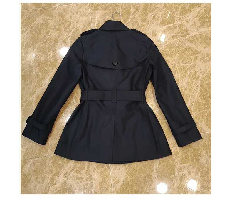 欧洲站秋冬新款双排扣防水短风衣女修身英伦显瘦外套大衣女213006