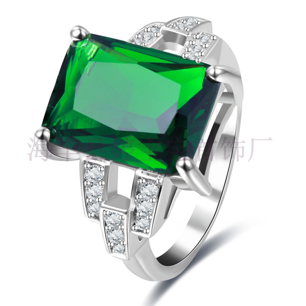 时尚饰品_欧美爆款绿宝石方形戒子 创意款戒指女时尚批发 - 阿里巴巴