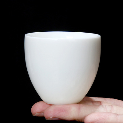 德化高白瓷茶杯陶瓷单杯茶道品茗杯主人杯子玉瓷品杯大号个人茶具