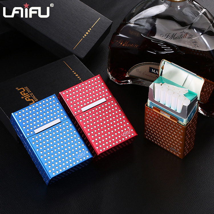 清仓处理来福铝制20支透亮五星多功能磁化烟盒批发量大可议价