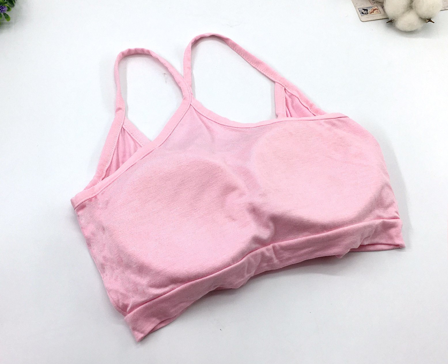 轻薄透气女士y字交叉运动背心 海绵胸垫女学生少女内衣 7101